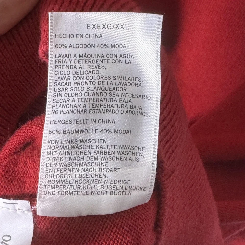Nautica Sweater Mens 2XL‎ Red V Neck Pullover Luxury Performance Cotton Modal